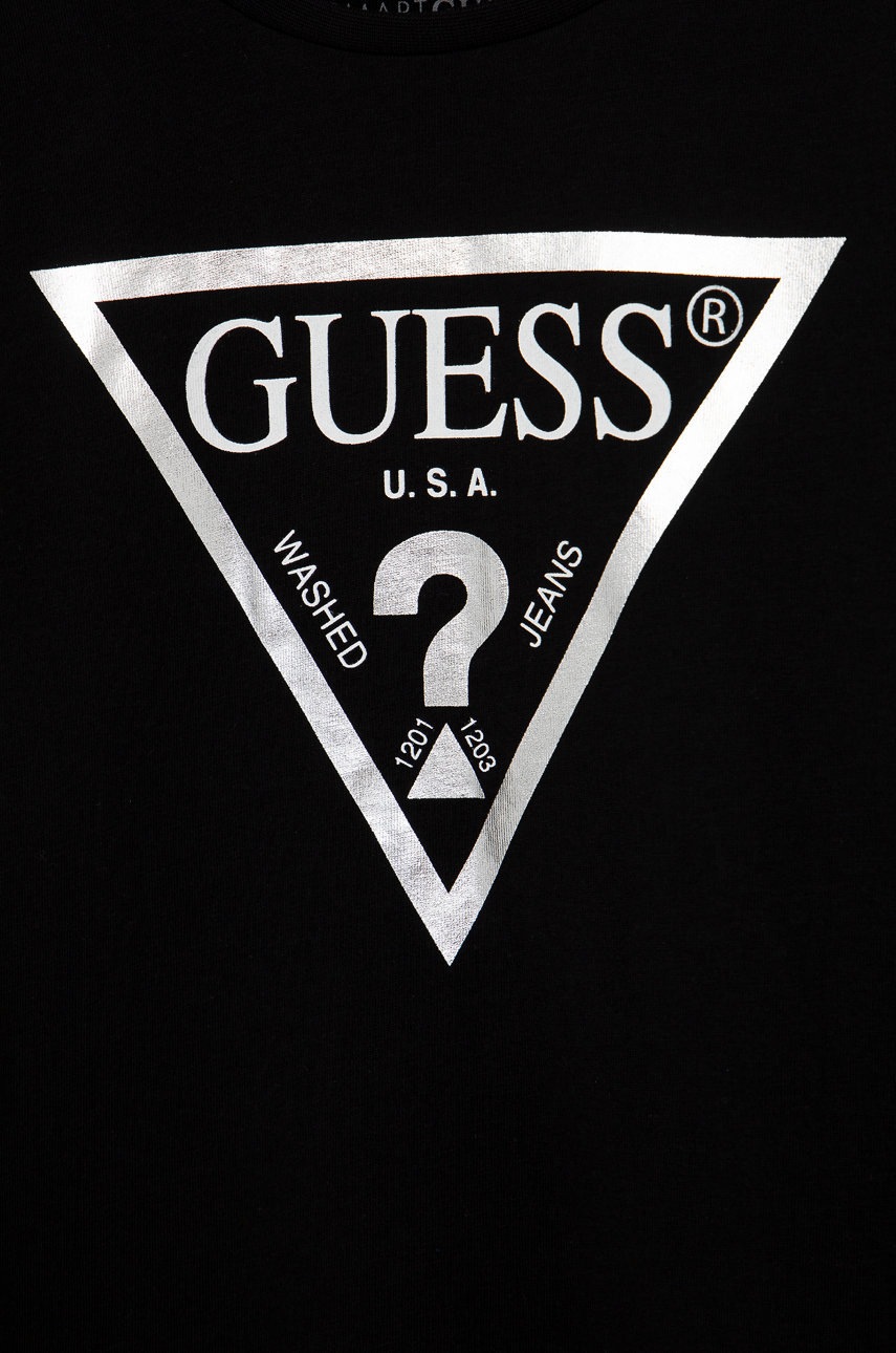 

Детская хлопковая футболка Guess цвет чёрный