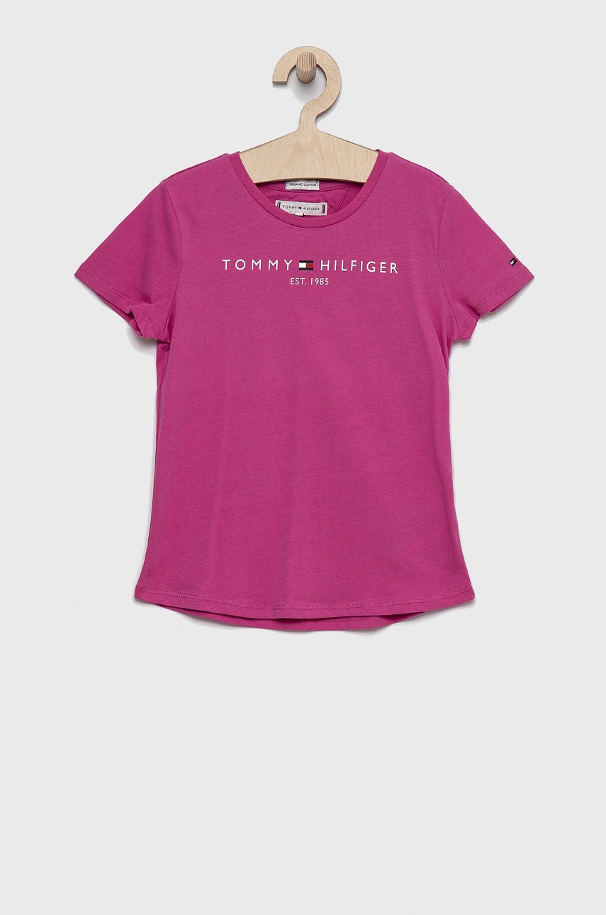 

Детска памучна тениска Tommy Hilfiger в розово, Розов