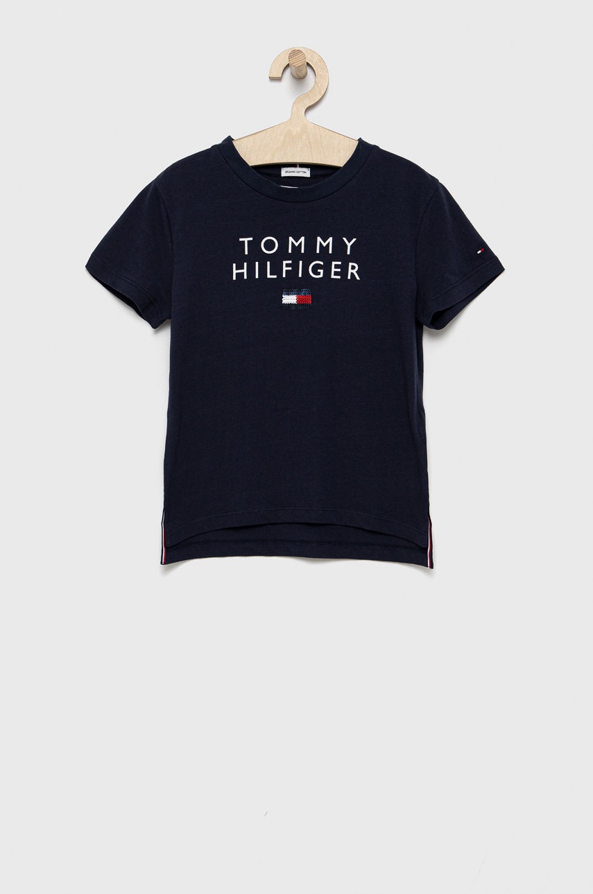 

Детска памучна тениска Tommy Hilfiger в тъмносиньо, Тъмносин