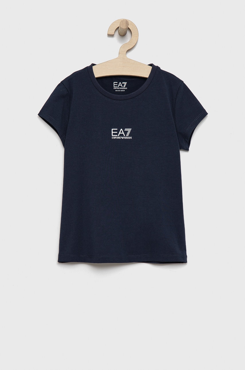 Ea7 emporio armani tricou copii culoarea albastru marin