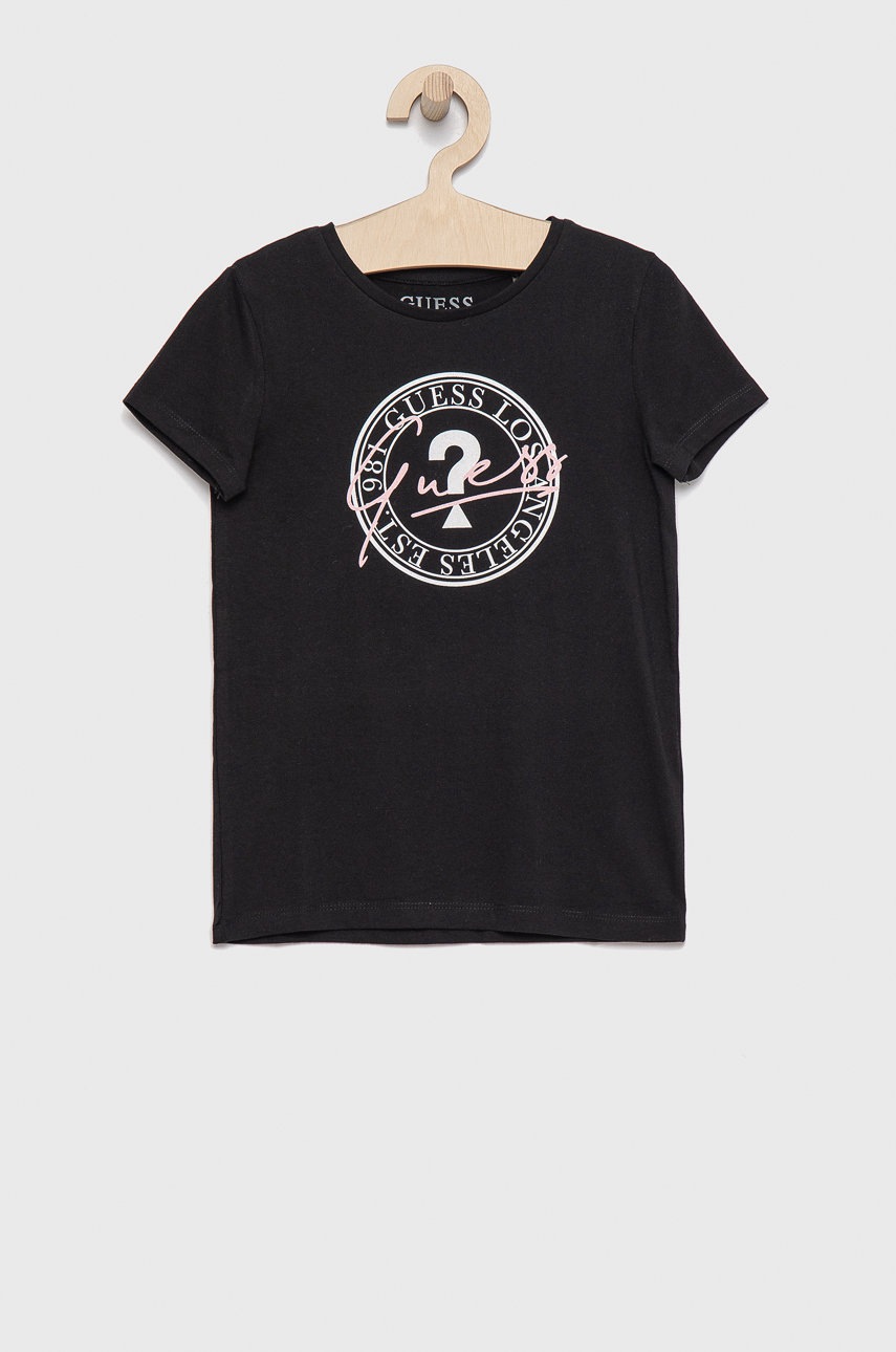 

Детска тениска Guess в черно, Черен
