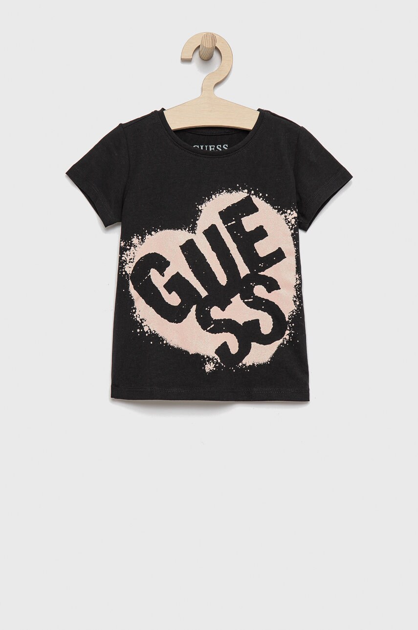

Детска тениска Guess в черно, Черен