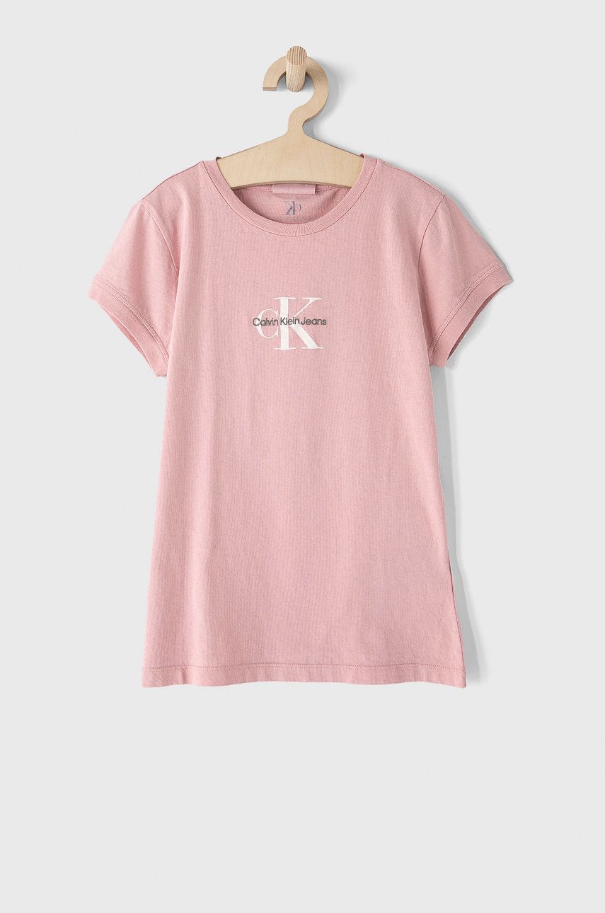 Calvin Klein Jeans T-shirt dziecięcy kolor różowy