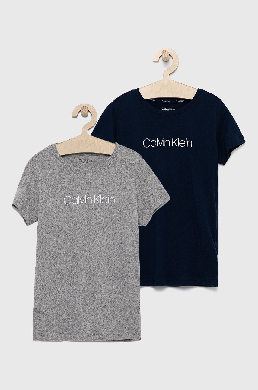 

Детска памучна тениска Calvin Klein Underwear (2 броя) в сиво, Сив