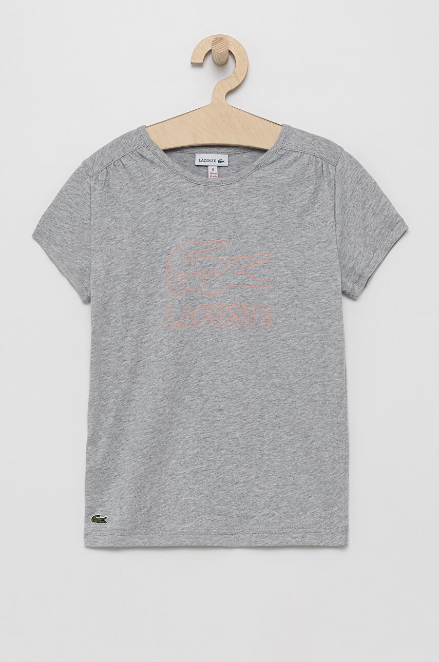 Lacoste tricou de bumbac pentru copii culoarea gri