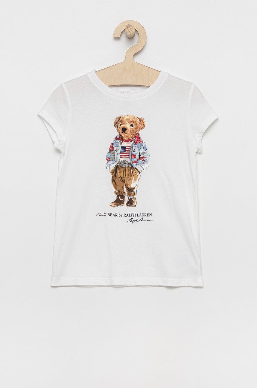 

Детска памучна тениска Polo Ralph Lauren в бяло, Бял