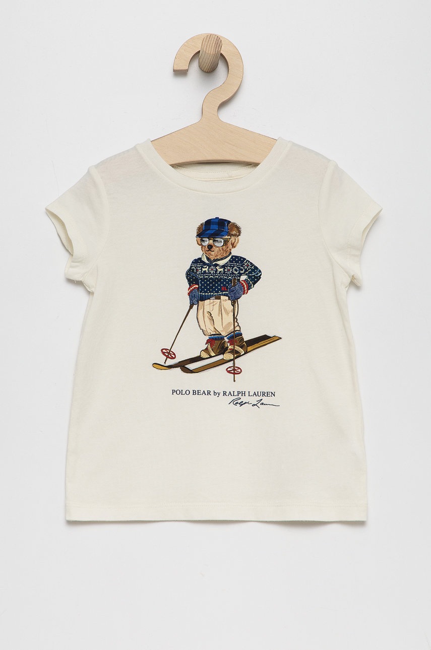 

Детска памучна тениска Polo Ralph Lauren в кремаво, Бежов