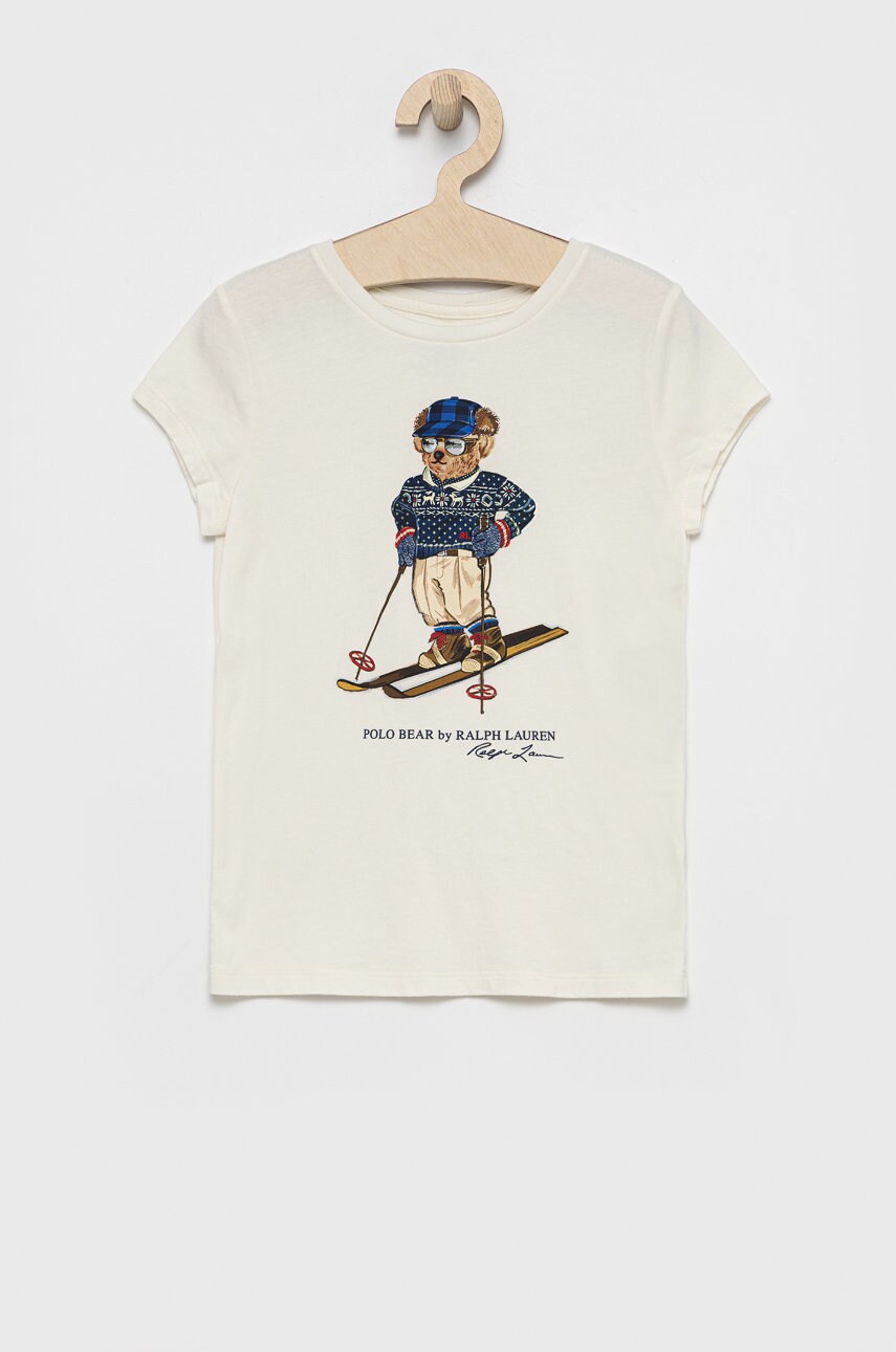 

Детска памучна тениска Polo Ralph Lauren в кремаво, Бежов