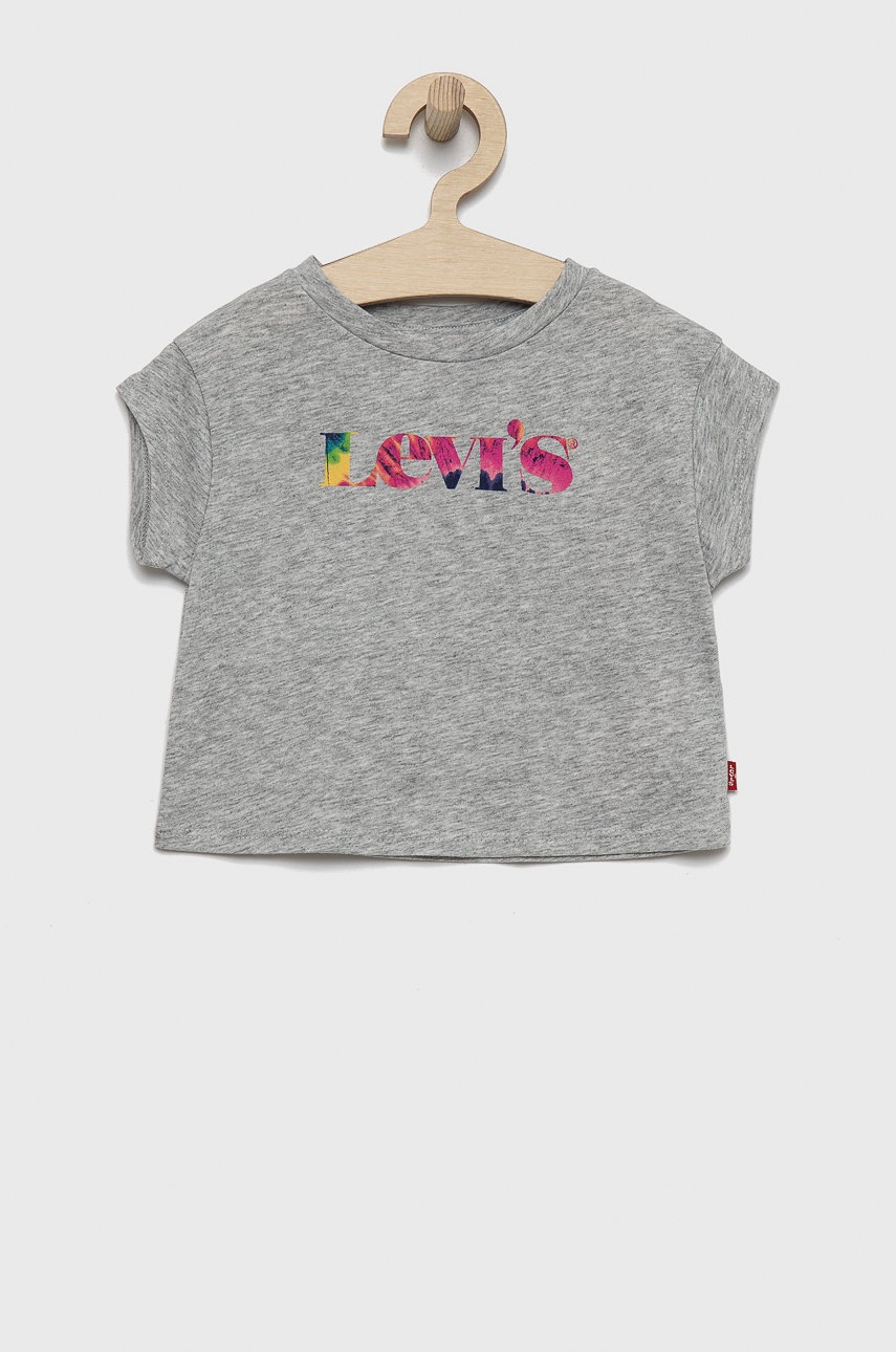 

Детска памучна тениска Levi's в сиво, Сив