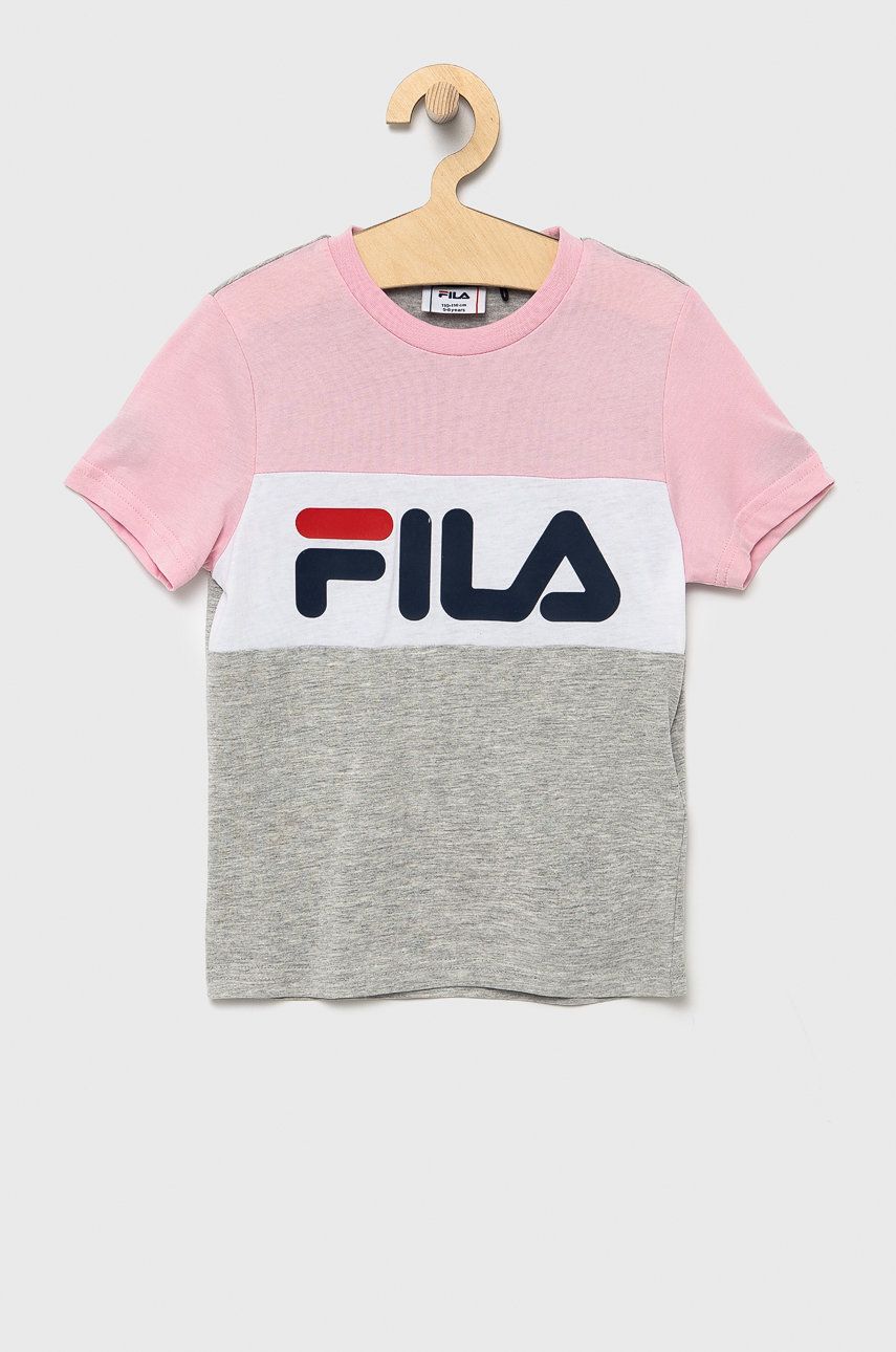 Fila Tricou de bumbac pentru copii culoarea gri