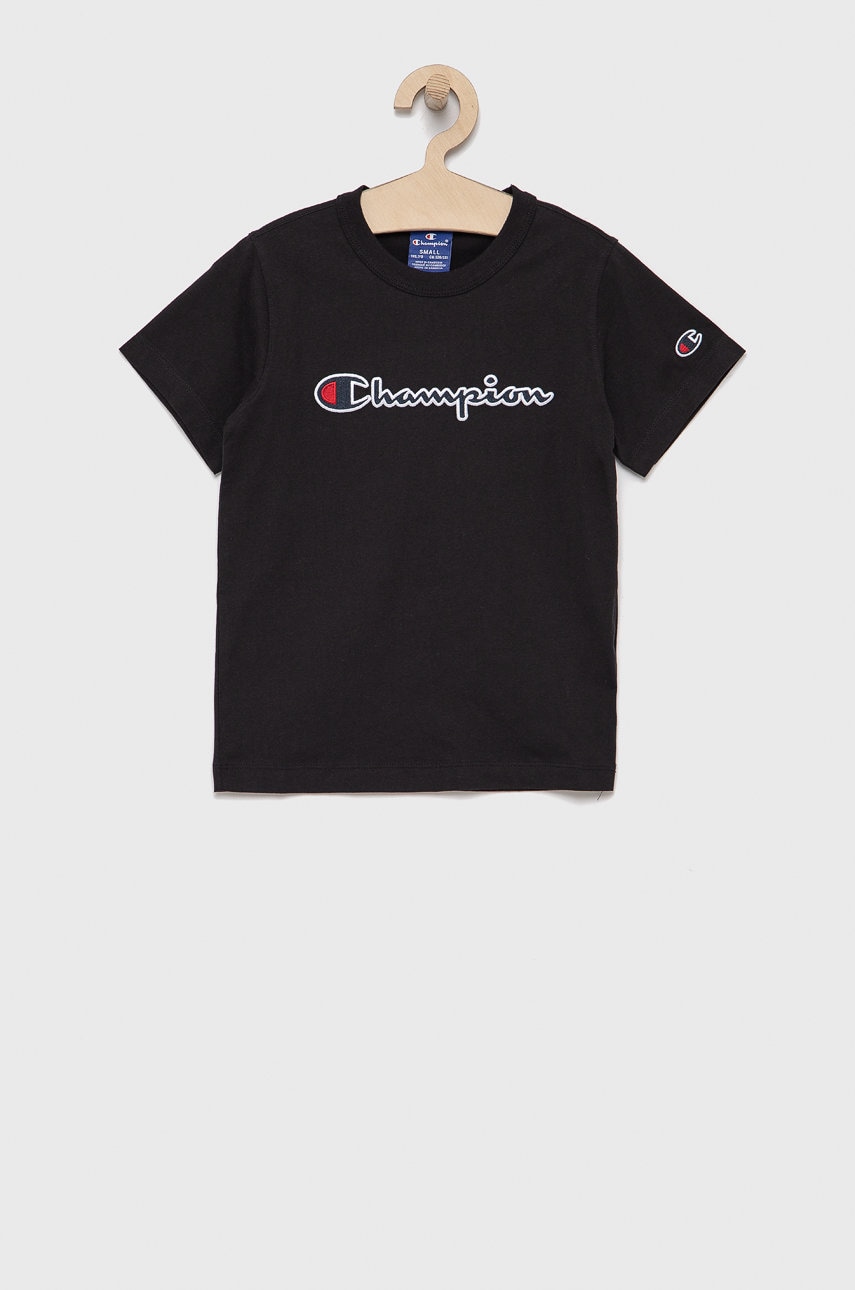 Champion tricou de bumbac pentru copii culoarea negru
