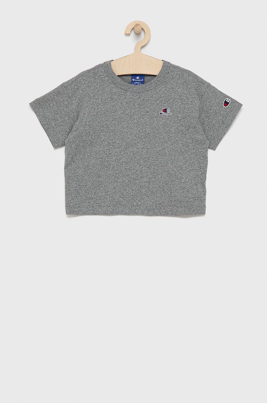 Levně Dětské bavlněné tričko Champion 404232 šedá barva