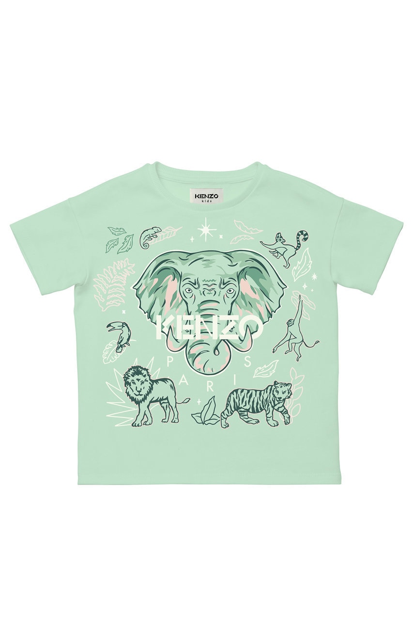 Kenzo kids tricou de bumbac pentru copii culoarea verde