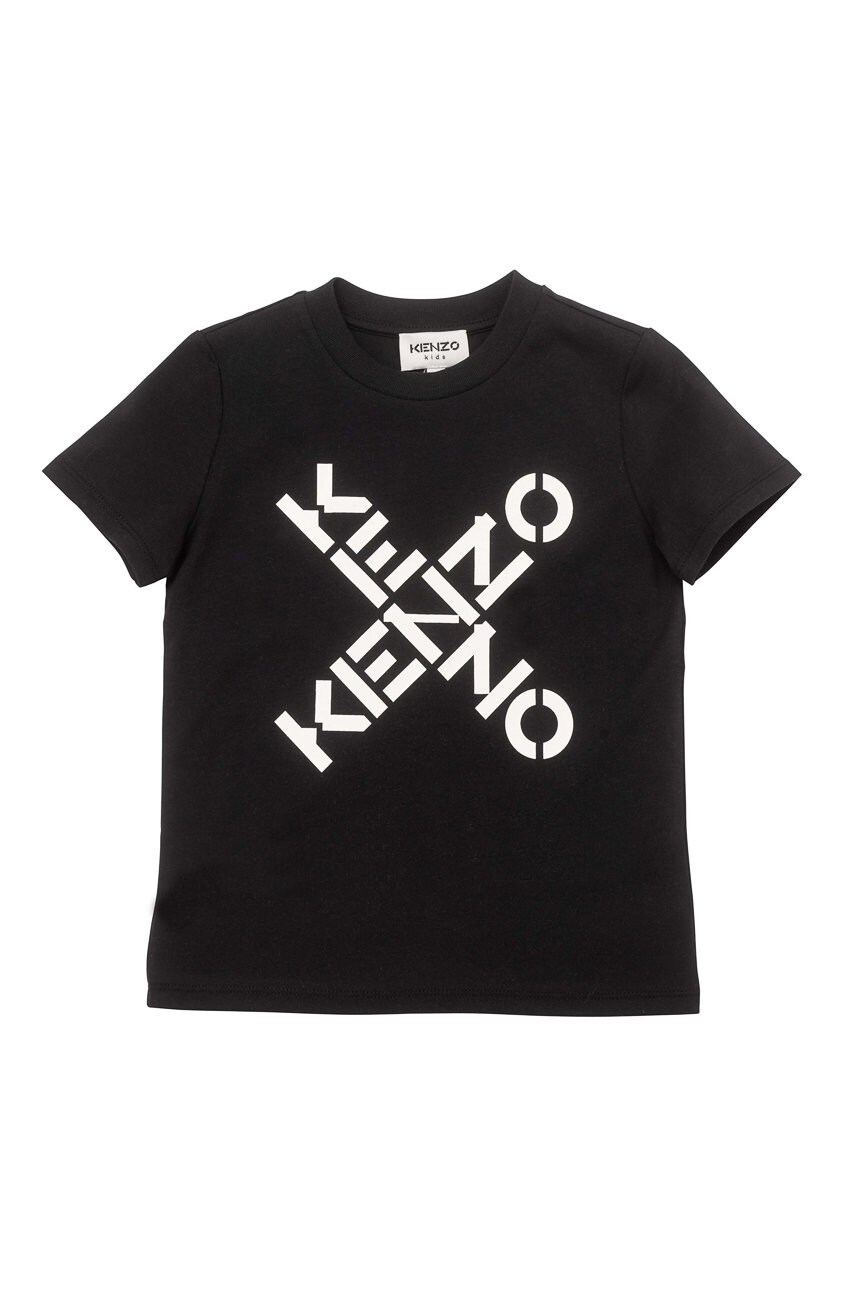 

Детска памучна тениска Kenzo Kids в черно, Черен