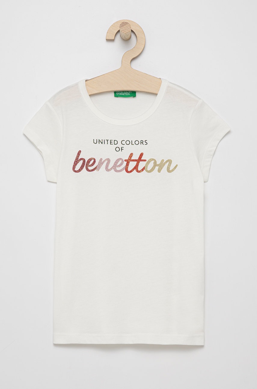 

Детска памучна тениска United Colors of Benetton в бяло, Бял