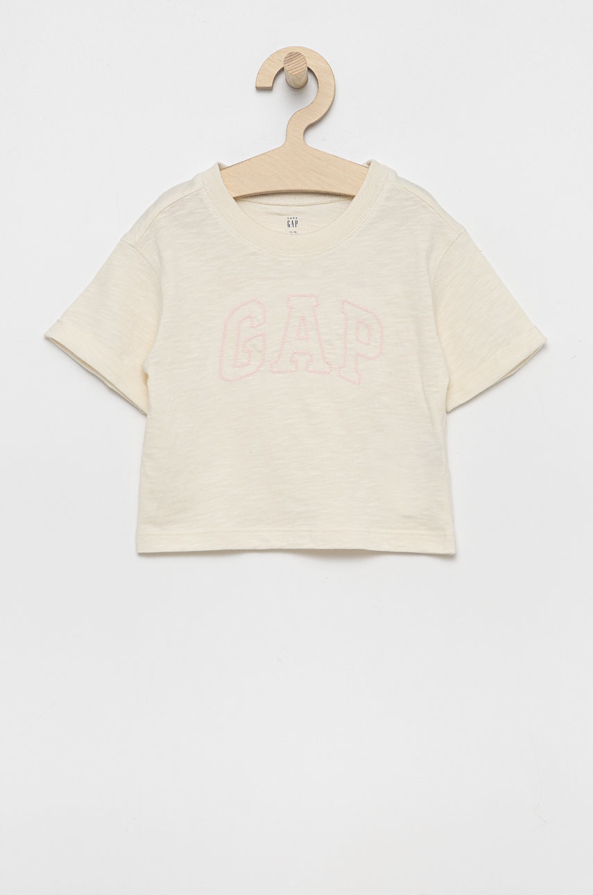 Gap tricou de bumbac pentru copii culoarea crem