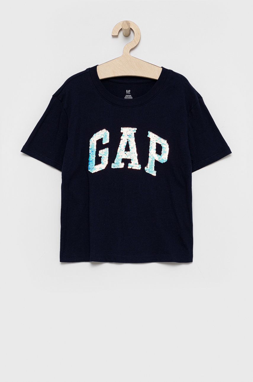 Gap tricou de bumbac pentru copii culoarea albastru marin