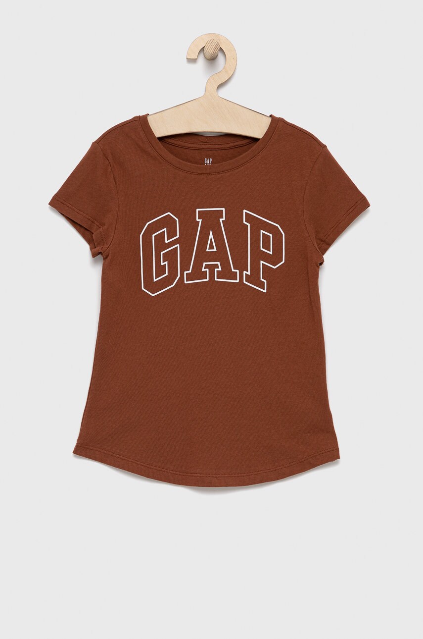 Gap tricou de bumbac pentru copii culoarea maro