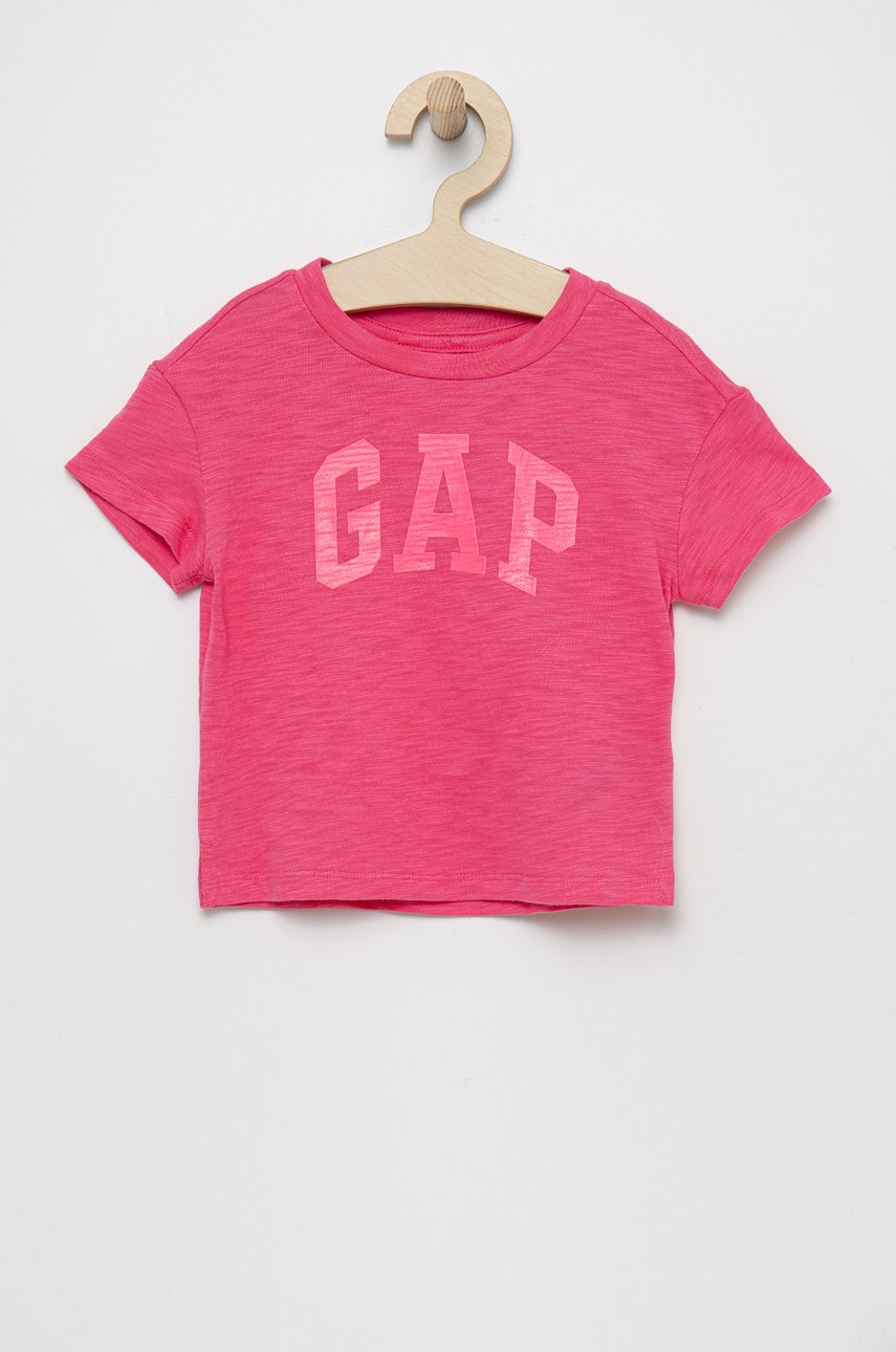 

Детска памучна тениска GAP в розово, Розов