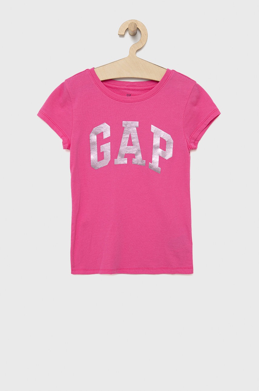 

Детска памучна тениска GAP в розово, Розов