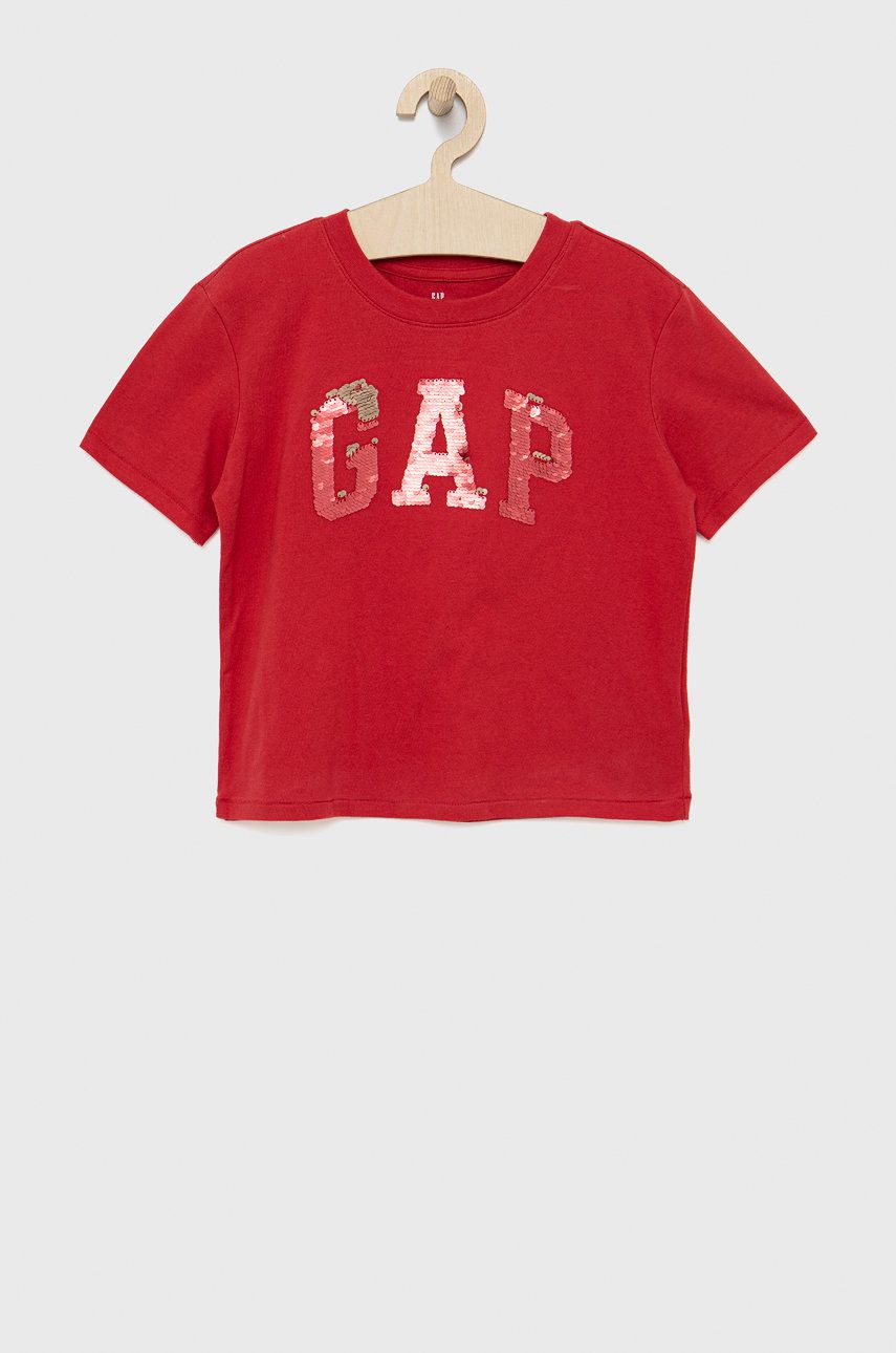 GAP t-shirt bawełniany dziecięcy kolor czerwony
