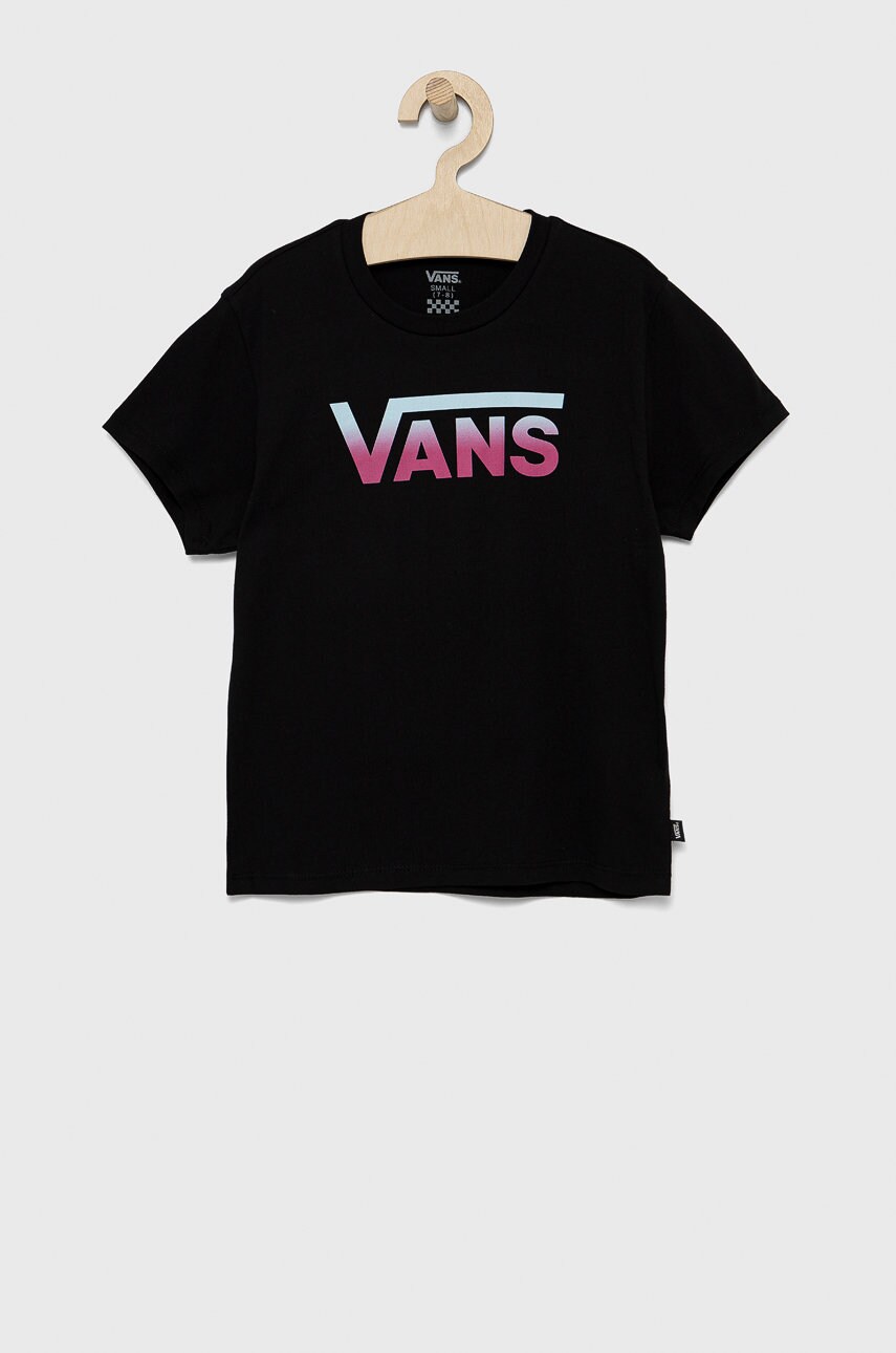 

Детска памучна тениска Vans в черно, Черен