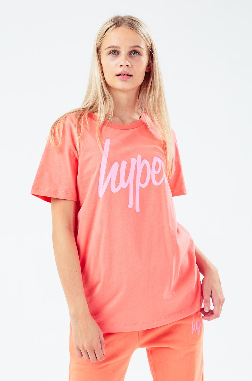 Hype tricou de bumbac pentru copii culoarea portocaliu