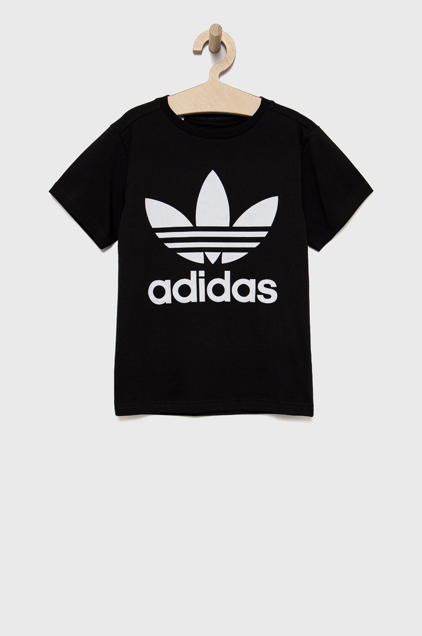 adidas Originals tricou de bumbac pentru copii H25245 culoarea negru, cu imprimeu