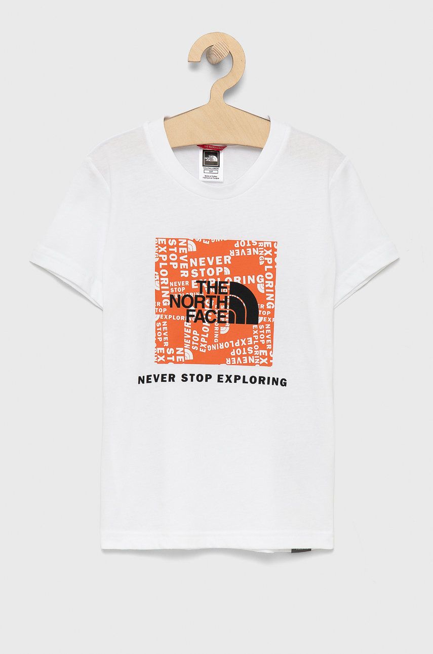 The North Face T-shirt bawełniany dziecięcy kolor biały z nadrukiem