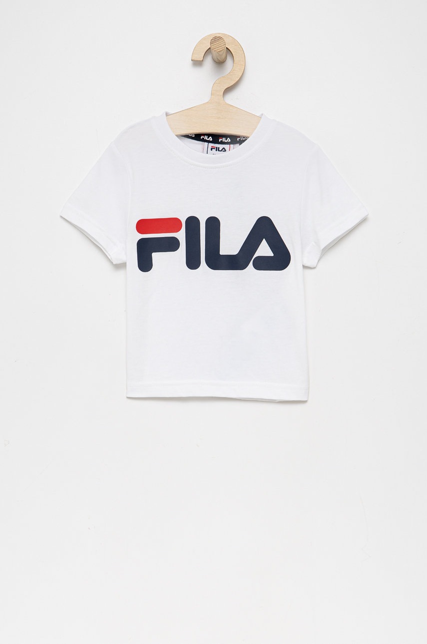 

Детска памучна тениска Fila в бяло с принт, Бял