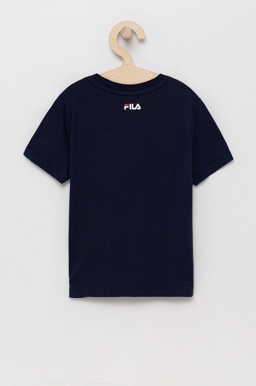 

Детская хлопковая футболка Fila цвет синий с принтом