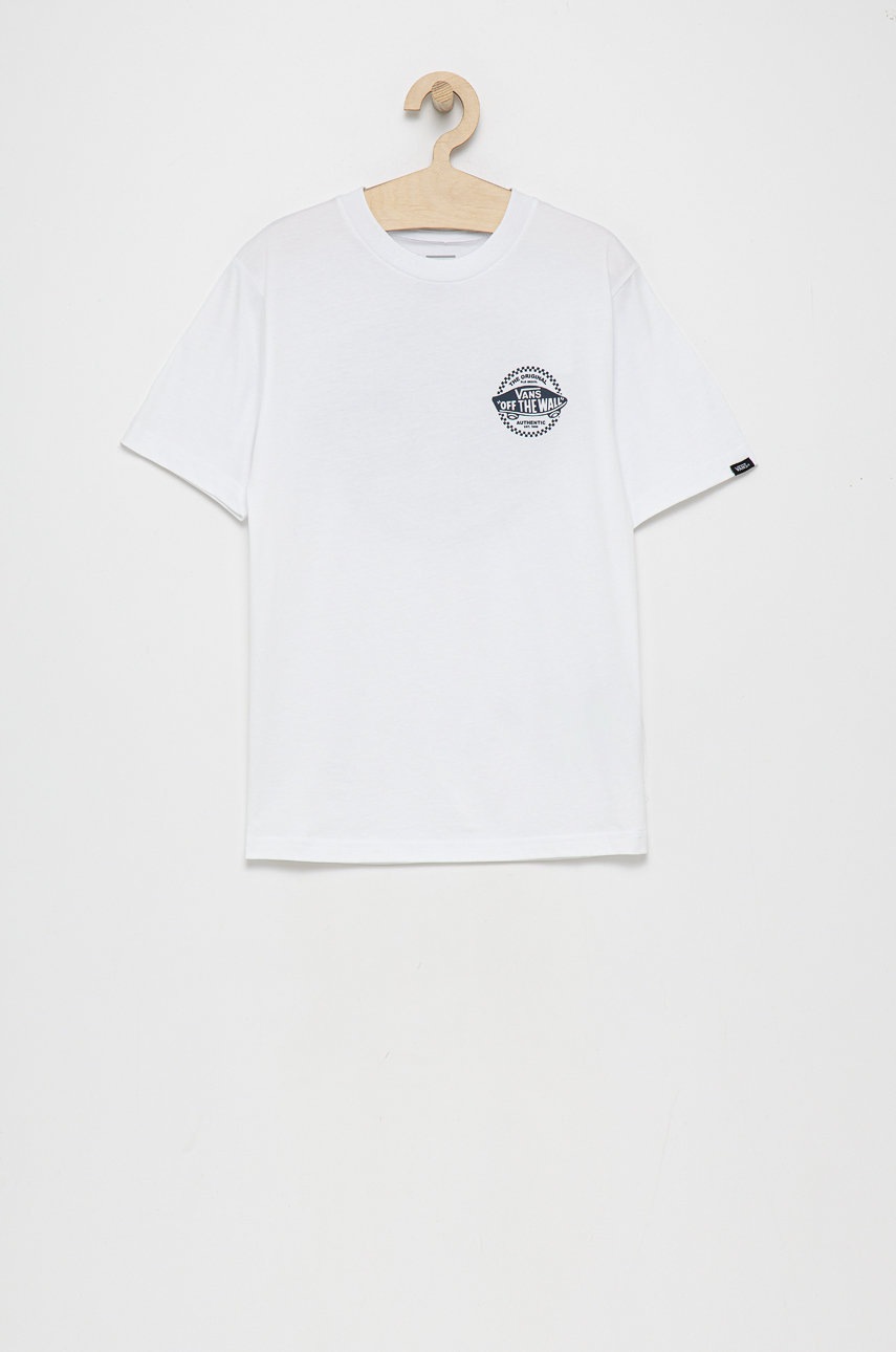 

Детска памучна тениска Vans в бяло с принт, Бял