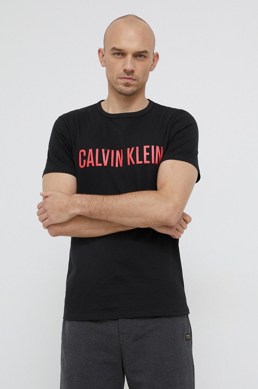 

Памучна тениска Calvin Klein Underwear в черно с принт, Черен
