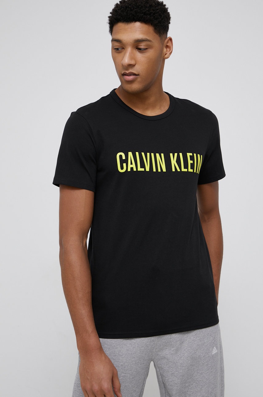 

Памучна тениска Calvin Klein Underwear в черно с принт, Черен
