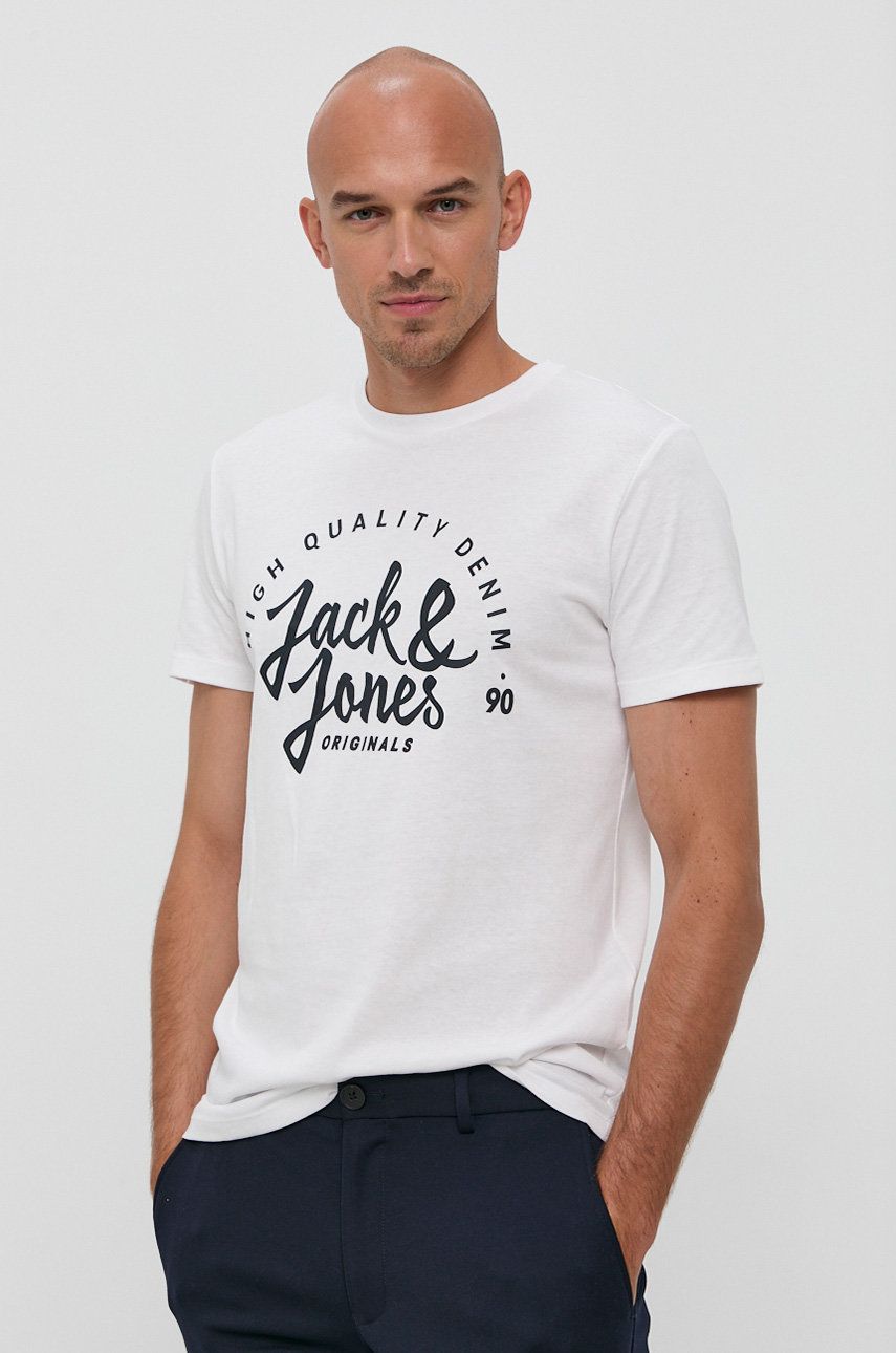 Jack & Jones Tricou bărbați, culoarea alb, cu imprimeu answear imagine noua