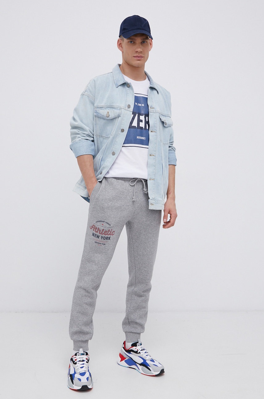 

Бавовняна футболка Jack & Jones колір білий з принтом