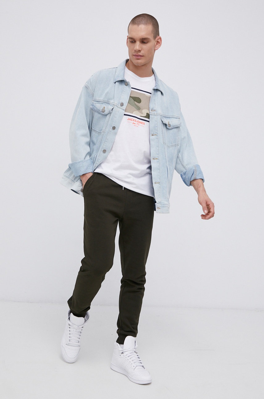 

Бавовняна футболка Jack & Jones колір білий з принтом