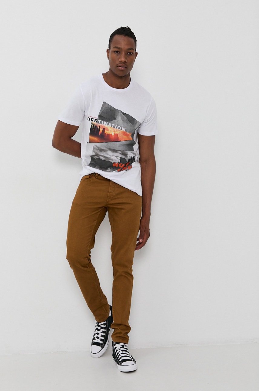 

Футболка Jack & Jones мужская цвет белый меланж