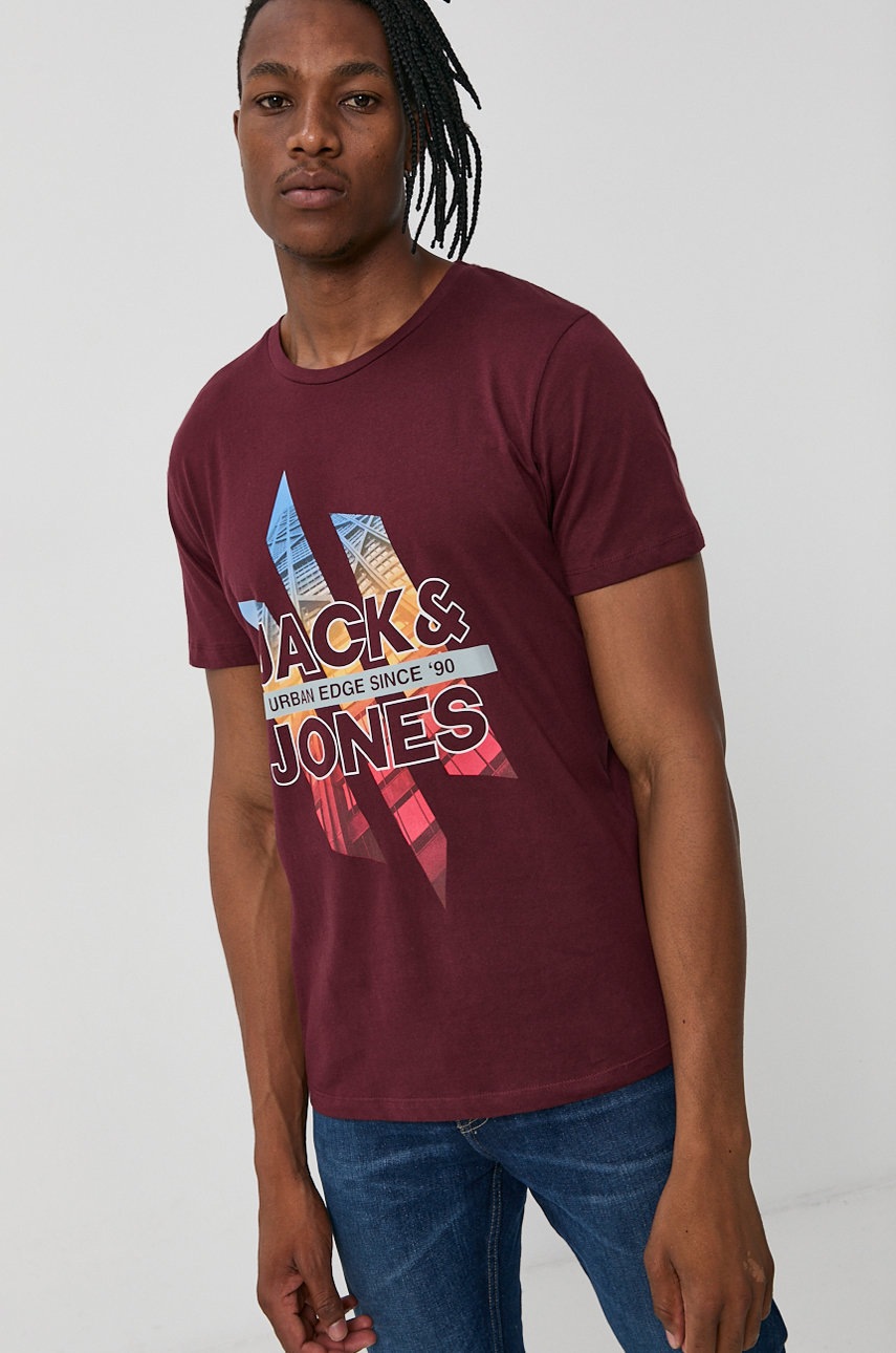 

Футболка Jack & Jones мужская цвет фиолетовый меланж