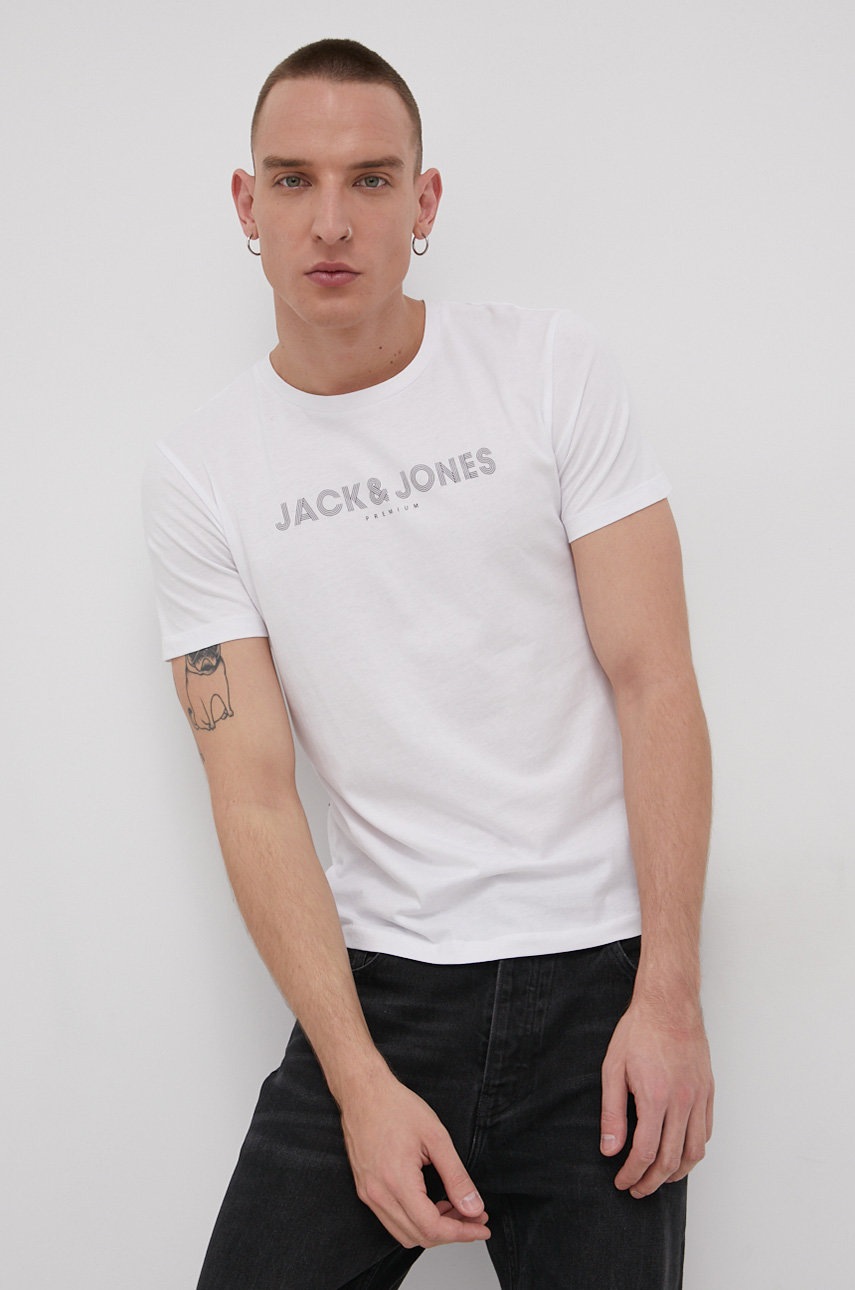 

Памучна тениска Premium by Jack&Jones в бяло, Бял
