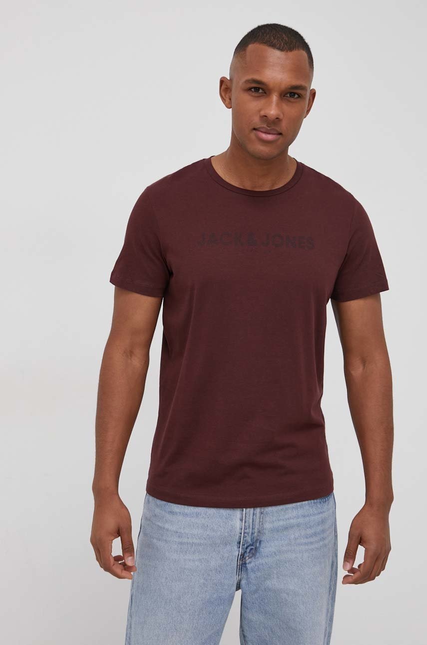 

Памучна тениска Premium by Jack&Jones в бордо