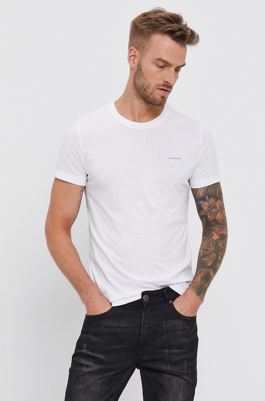 Calvin Klein Jeans T-shirt (2-pack) męski kolor żółty gładki