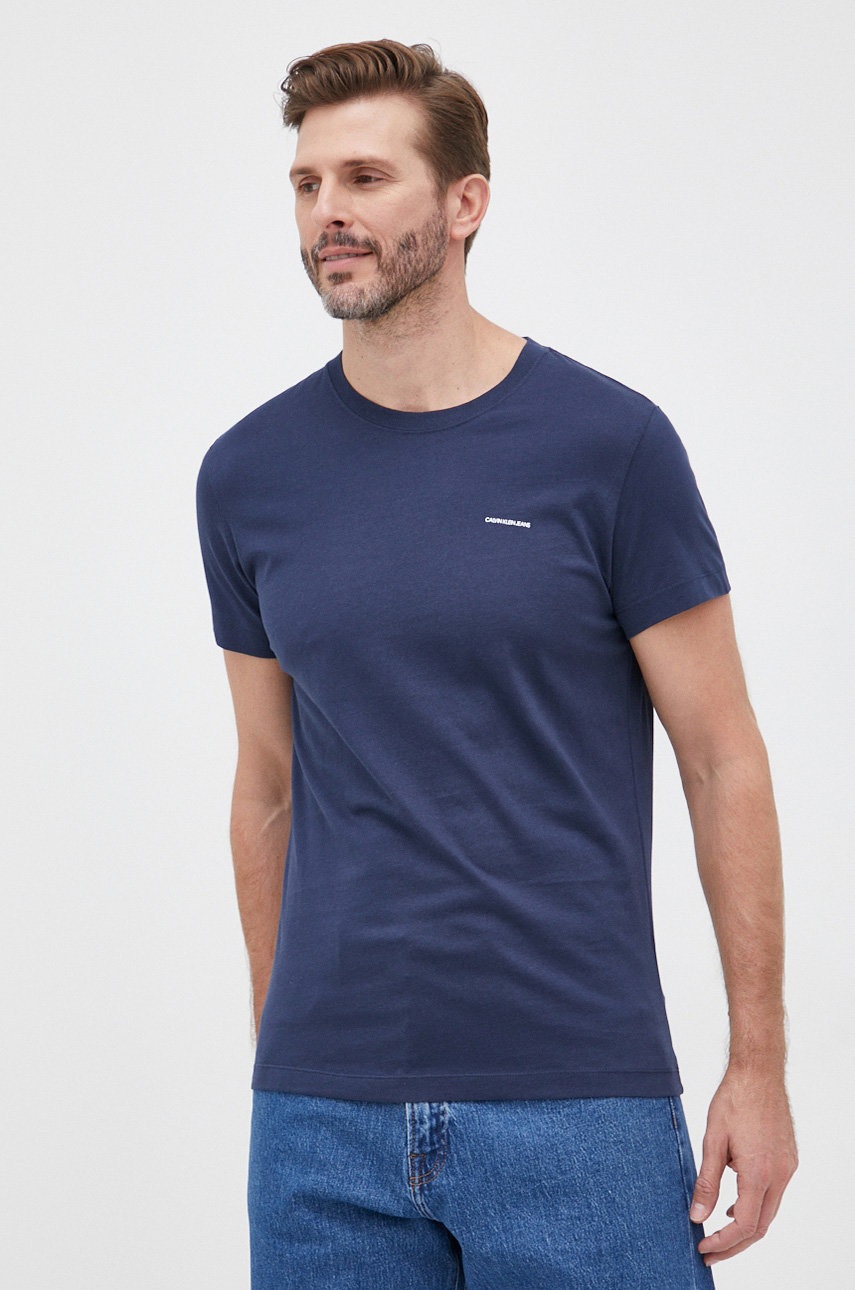 

Тениска Calvin Klein Jeans в тъмносиньо с изчистен дизайн, Тъмносин