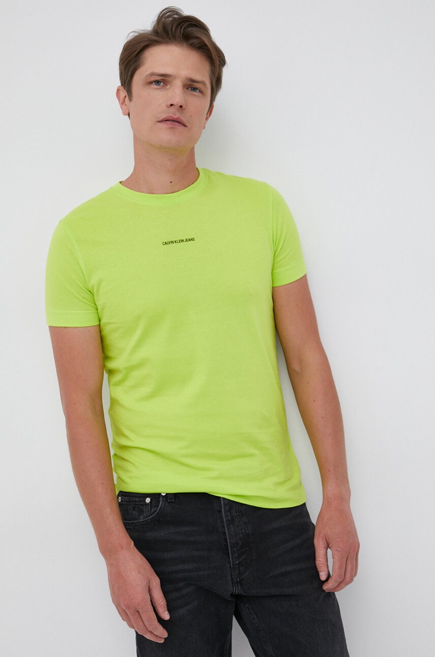 

Тениска Calvin Klein Jeans мъжка в зелено с изчистен дизайн, Зелен