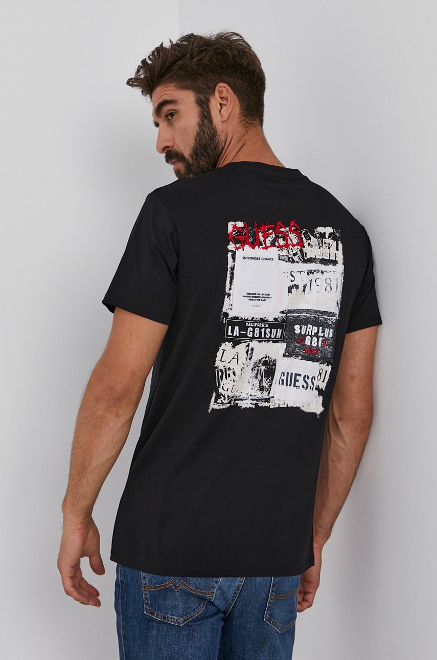 

Guess - Памучна тениска, Черен