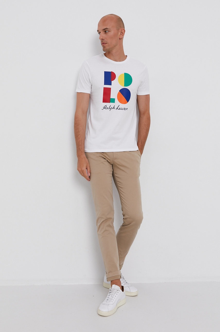 

Футболка Polo Ralph Lauren мужская цвет белый с принтом