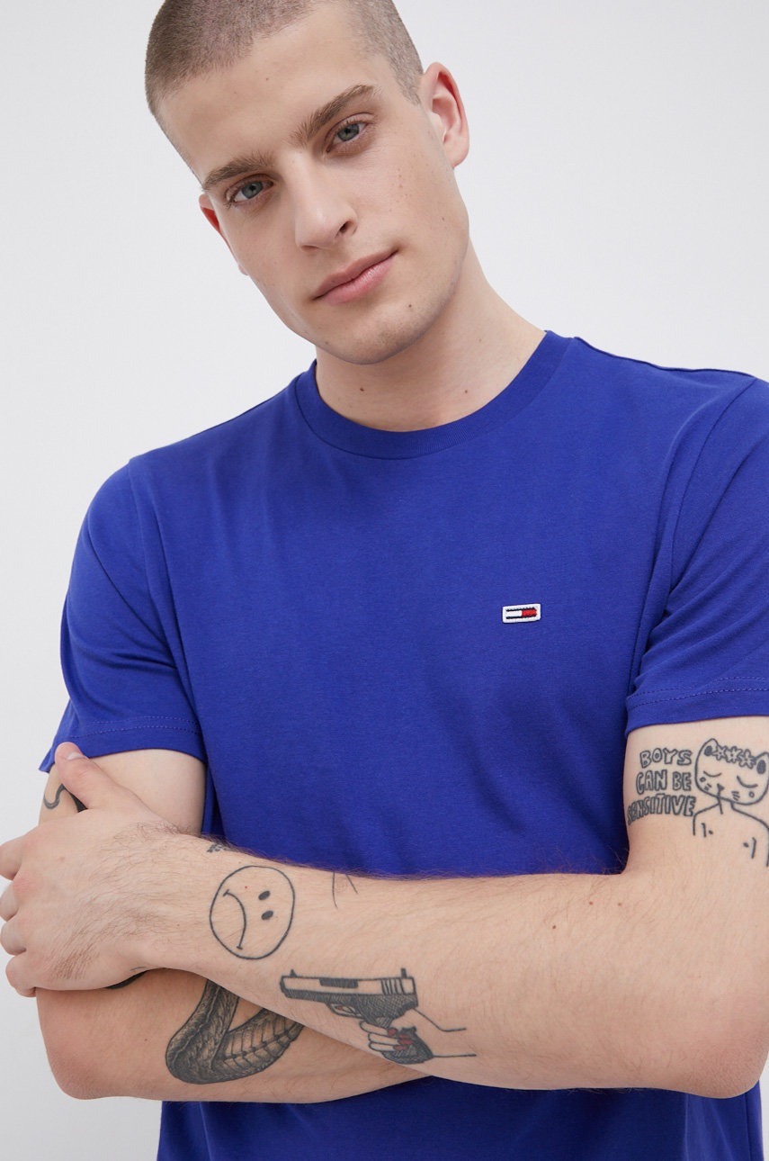 

Tommy Jeans - Памучна тениска, Виолетов