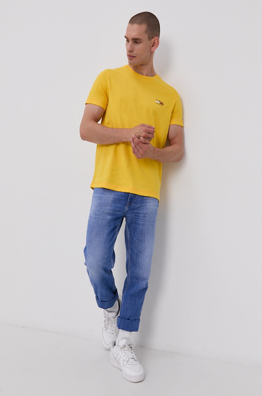 

Хлопковая футболка Tommy Jeans цвет жёлтый с принтом
