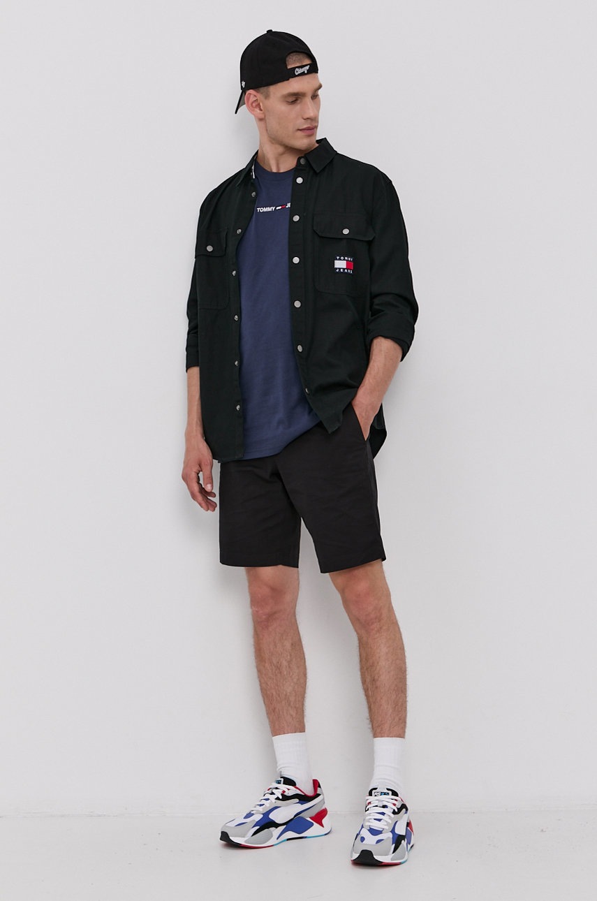 

Хлопковая футболка Tommy Jeans цвет синий с аппликацией