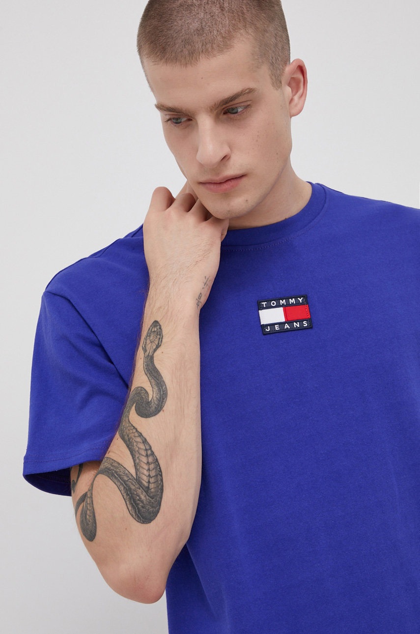

Tommy Jeans - Памучна тениска, Виолетов